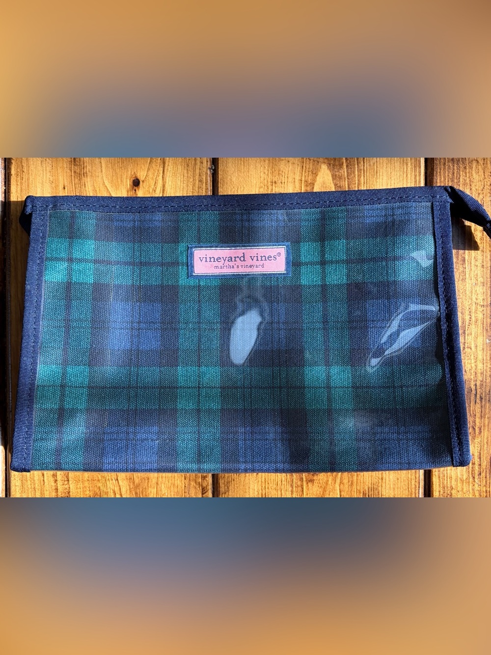 Vineyard Vines Blue & Green Plaid Pouch